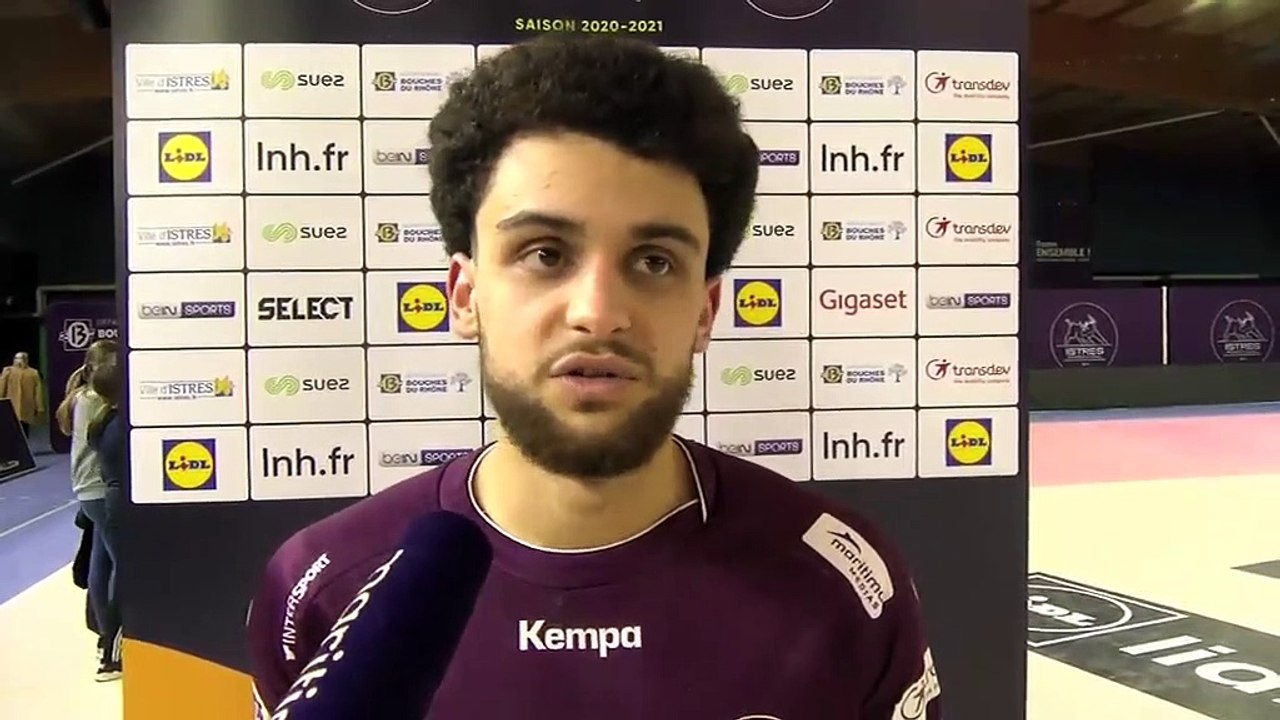 Thomas Caviglia après la victoire d'Istres Provence Handball contre Dunkerque