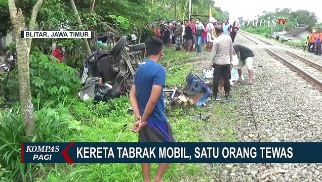 Pelintasan Tanpa Palang Pintu di Kota Blitar Memakan Korban, Satu Mobil Tersambar Kereta Api