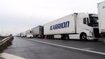 Freezing rain leaves trucks stuck with nowhere to go