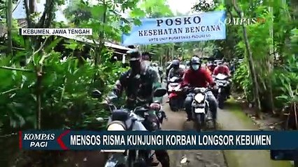 Mensos Kunjungi Korban Longsor Di Kebumen Meninjau Penyaluran Bantuan Makanan untuk Pengungsi