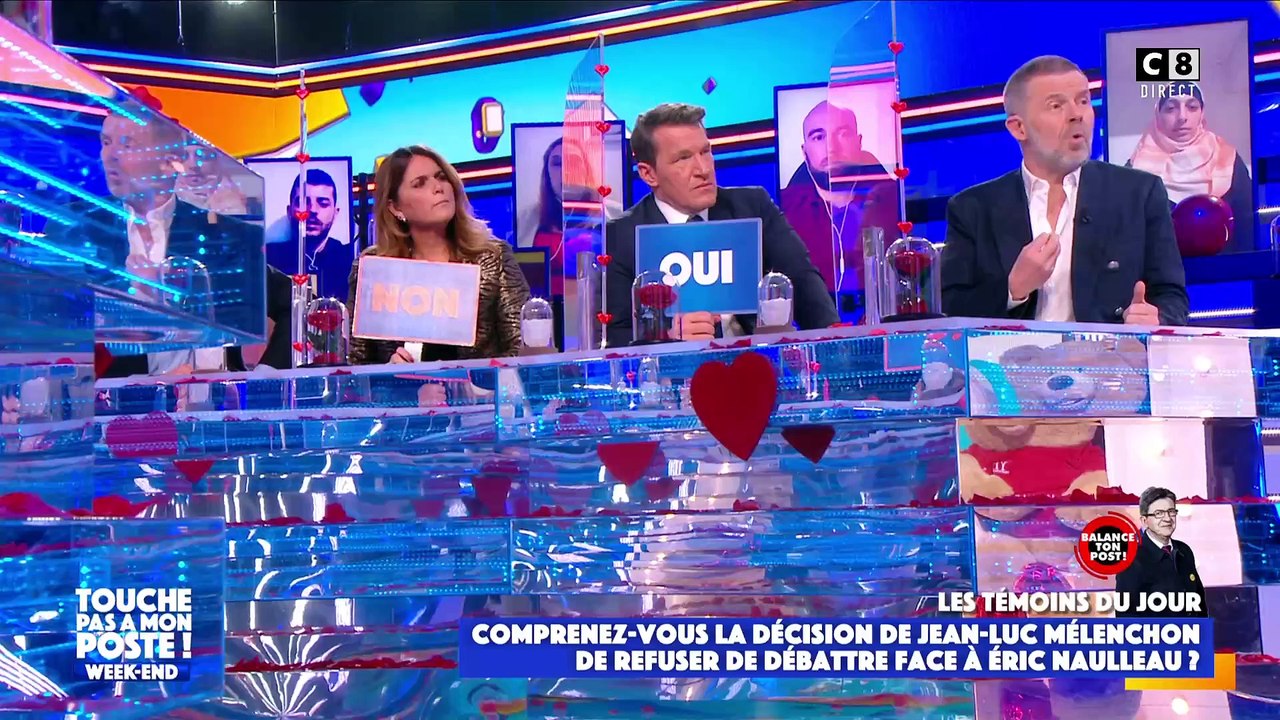 Violent accrochage entre Raquel Garrido et Eric Naulleau  à propos de Jean-Luc Mélenchon dans TPMP: "Retire ce que tu as dit et change de ton où ça va mal se passer !"