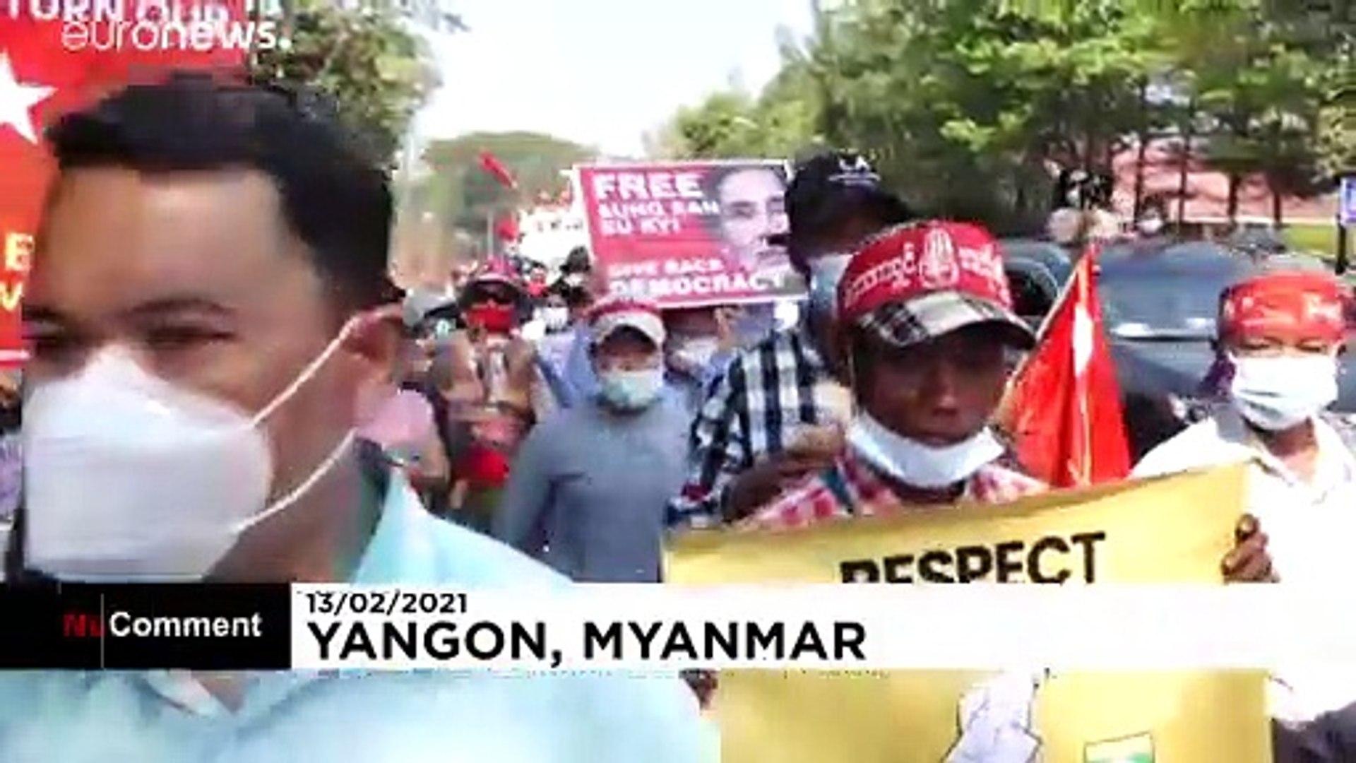 Myanmar Protesters Defy Ban On Large Gatherings To March For Second Week Against The Military Coup Video Dailymotion
