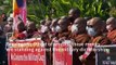 A hundred monks pray against coup outside US embassy in Myanmar