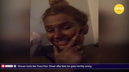 Woman looks like Fiona from Shrek after fake tan goes horribly wrong