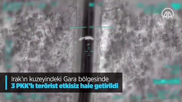 Gara bölgesinde paramotorla kaçmaya çalışan 3 PKK'lının SİHA'lara yakalandığı anlar