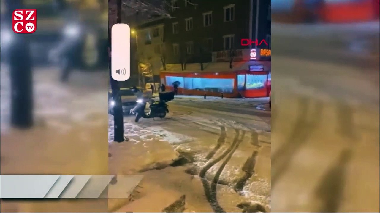 Polis aracının kar kazası kamerada