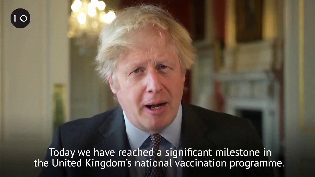 UK Prime Minister Boris Johnson hails a 'significant milestone' as 15 million vaccinations are given