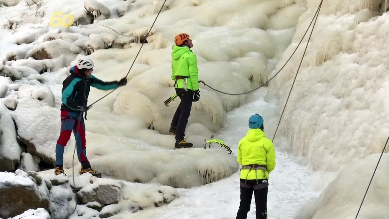 Up a Wall! Climbers in the Czech Republic Scale Ice Wall During Pandemic!
