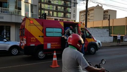 Motociclista fica ferido em acidente de trânsito na Rua São Paulo, no Centro