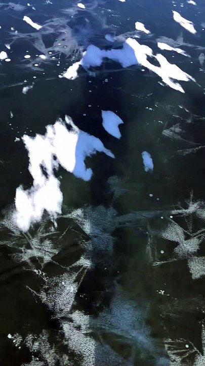 Ice Skating on Frozen See-Through Lake