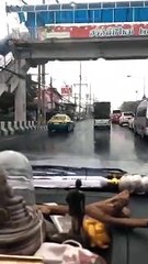 Car Spins Out at Busy Intersection