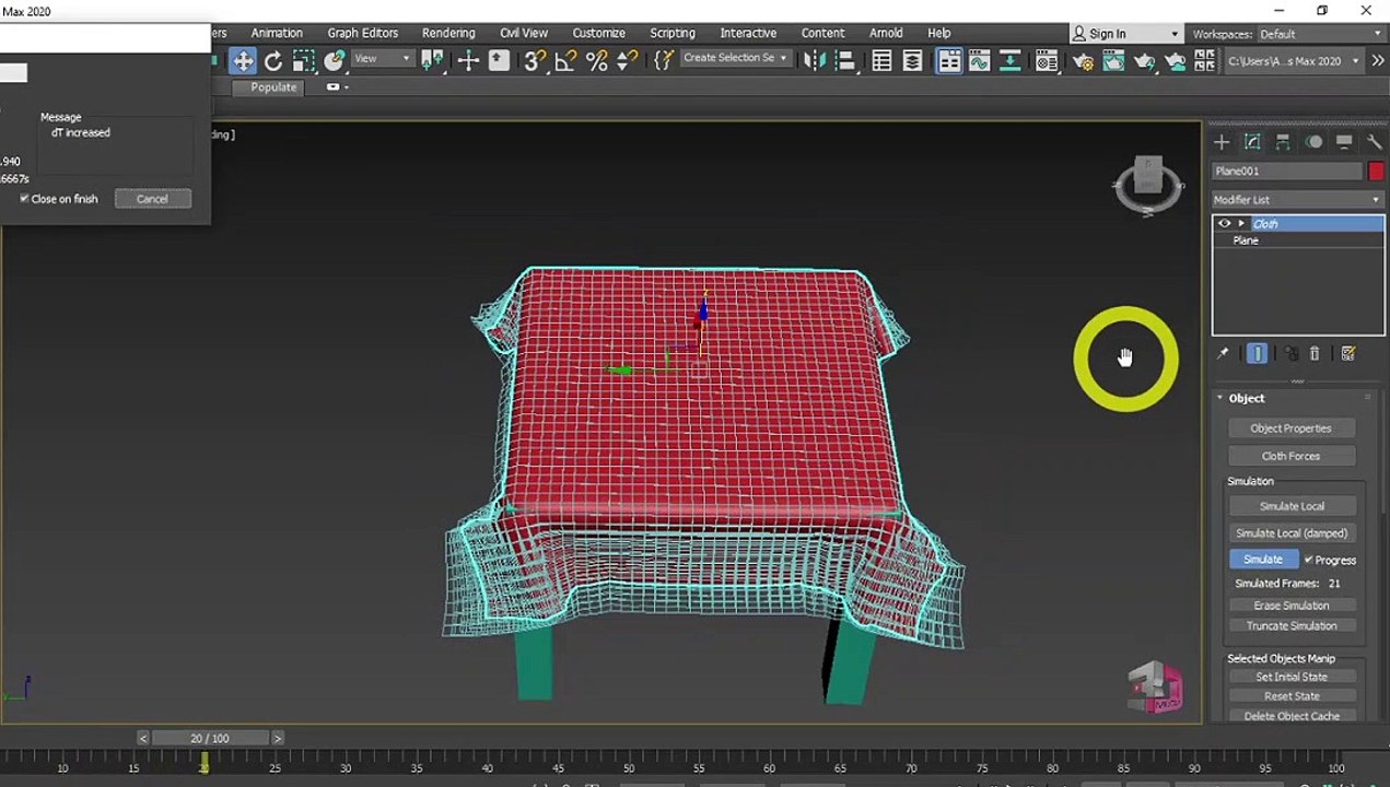 3Ds Max ผ้าคลุมโต๊ะ