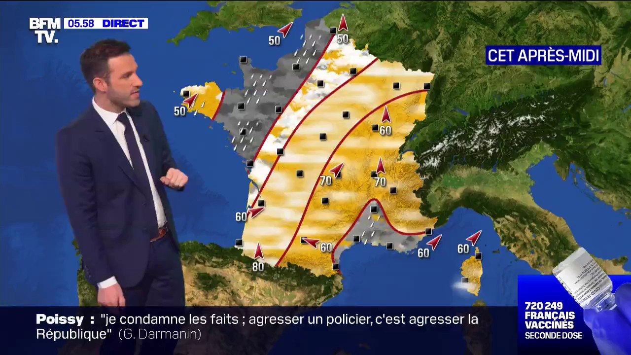 Un temps pluvieux à l'ouest mais doux sur l'ensemble du pays ce mardi
