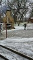 Family Enjoys Rare Snow in Texas While Playing Ice Hockey in DIY Rink