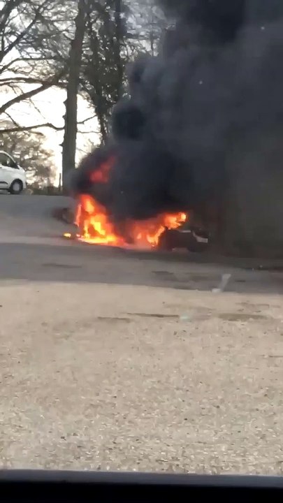 Car fire in Station Road, Salwick, Preston
