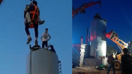 10 metrelik su deposunda mahsur kalan çift kurtarıldı
