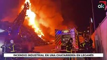 Los bomberos sofocan un impresionante incendio en Leganés: 1.500m³ de lavadoras amontonadas ardiendo
