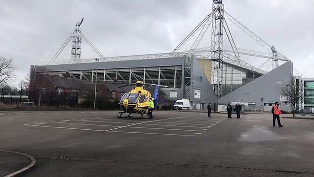 Air Ambulance at Deepdale Stadium in Preston