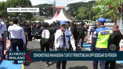 Aksi Saling Dorong, Mahasiswa UMM Tuntut Pemotongan Uang SPP