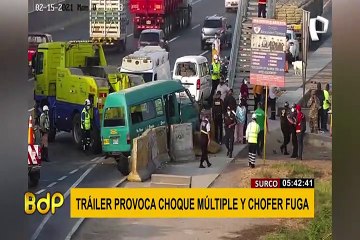 Surco: tráiler ocasiona choque múltiple y se da a la fuga
