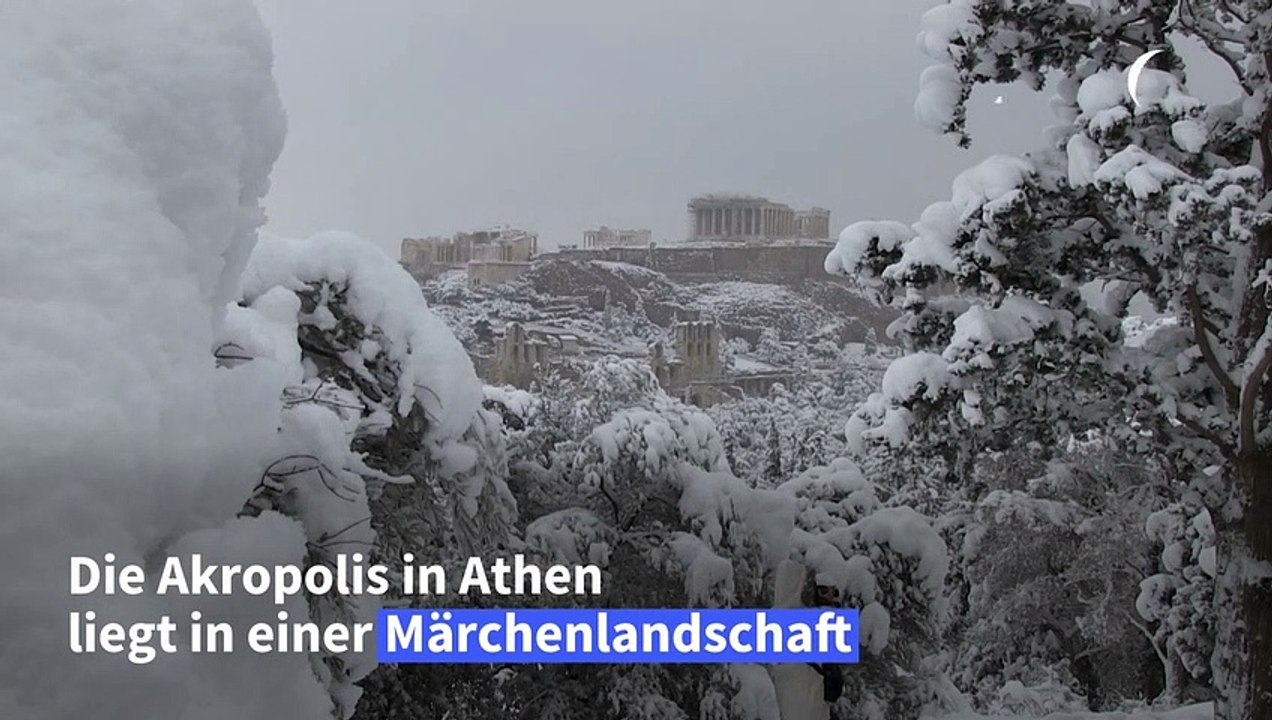 Schnee auf der Akropolis - Winterzauber in Athen