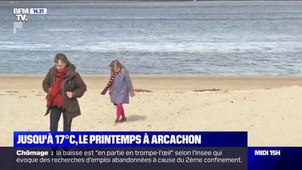 Les températures ont grimpé jusqu'à 17°C à Arcachon hier, pour le plus grand bonheur des vacanciers