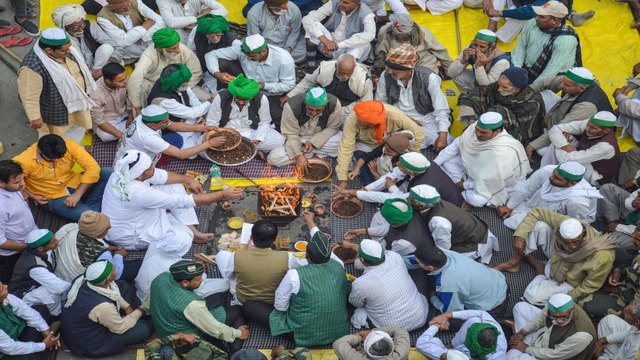 Delhi: Farmers celebrate Basant Panchami at the protest site