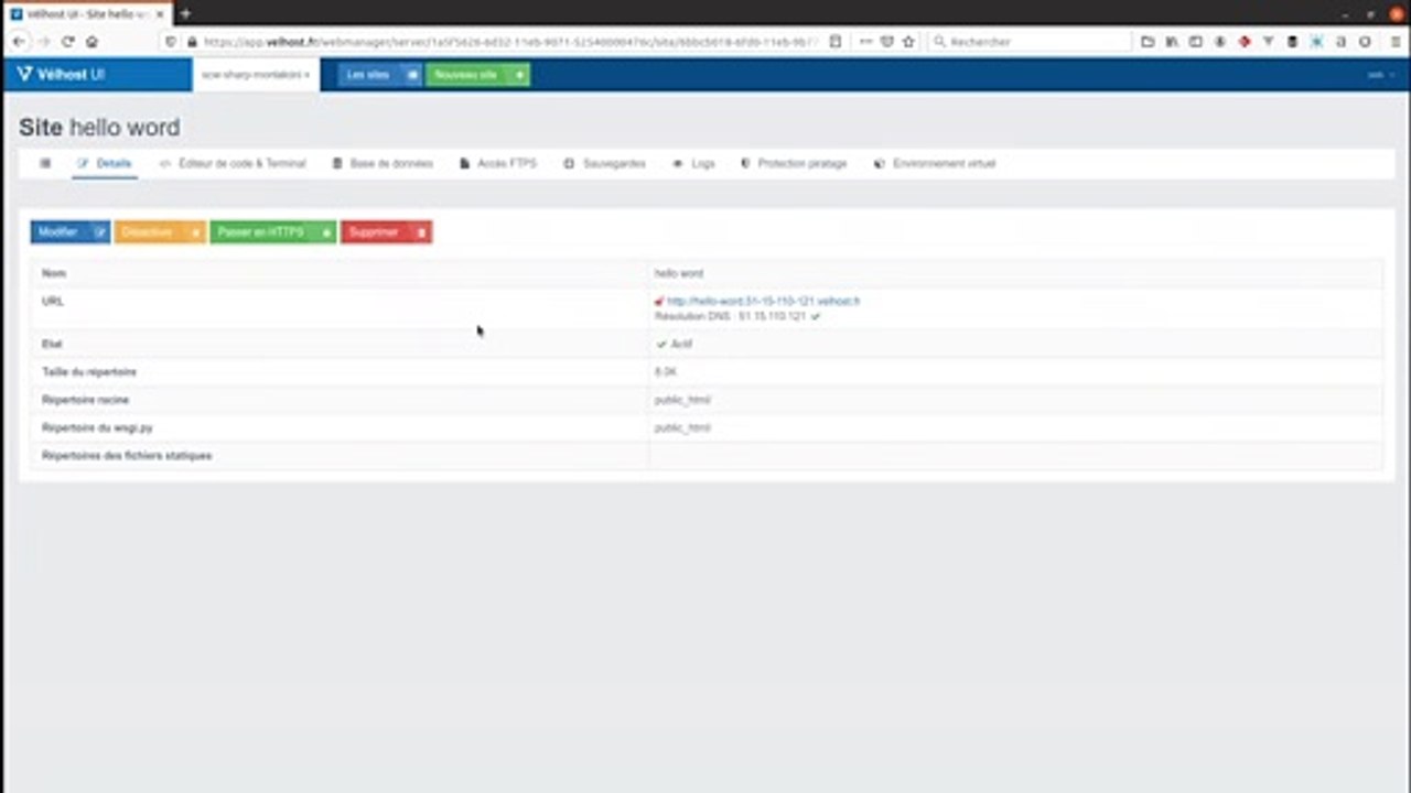 Présentation de l'interface Vélhost - Ton sésame pour Python