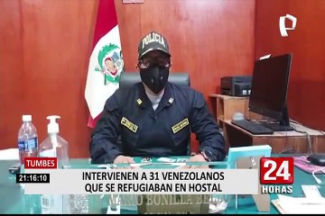 Скачать видео: Tumbes: intervienen a 30 extranjeros que se refugiaban en hostal