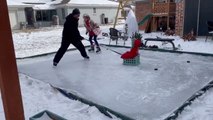 Nurse Enjoys Rare Snow in Texas While Playing With Their Kids on Ice