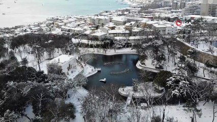 Yıldız Parkı’ndaki kar manzarası böyle görüntülendi