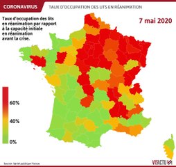 Vidéo : de la 1ere à la 2e vague : les taux d'occupation des lits en réanimation dans les départements