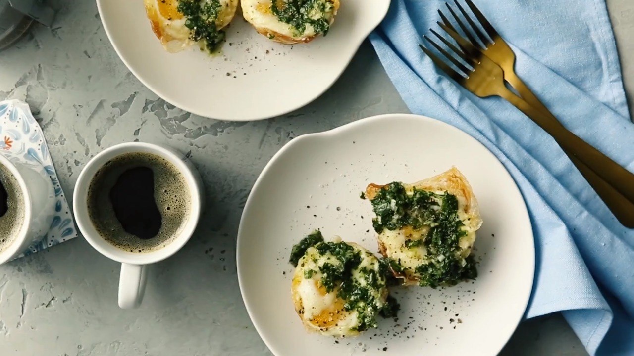Breakfast Egg Cups with Parsley Gremolata and Mushrooms