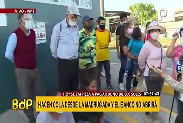 VMT: Banco de la Nación cierra y deja a decenas sin 'Bono 600' en primer día de entrega