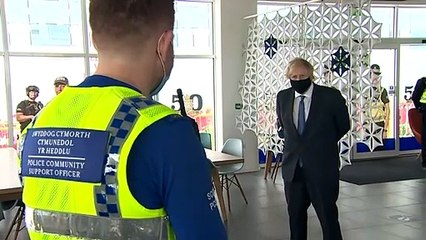 Boris Johnson visits police station in Bridgend