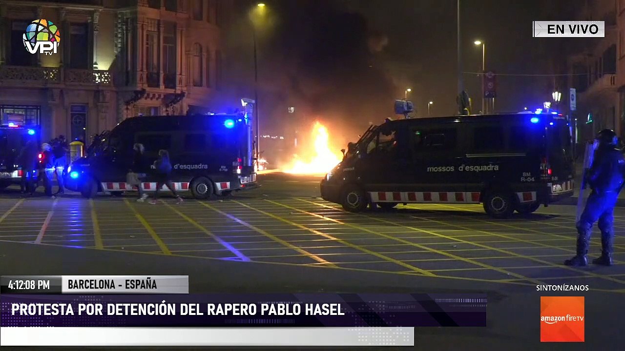 Desde España - Protesta por detención del rapero Pablo Hasel