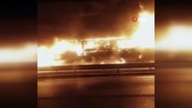 Kimyasal madde yüklü kamyon alev alev yandı