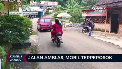Jalan amblas, mobil terperosok