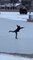 Guy Enjoying Rare Snow in Texas Does Ice Skating on Frozen Pond