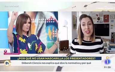 Tomadura de pelo en Televisión Espantosa: Una "experta" en ciencia dice que en los platós de televisión no se lleva mascarilla porque son muy grandes