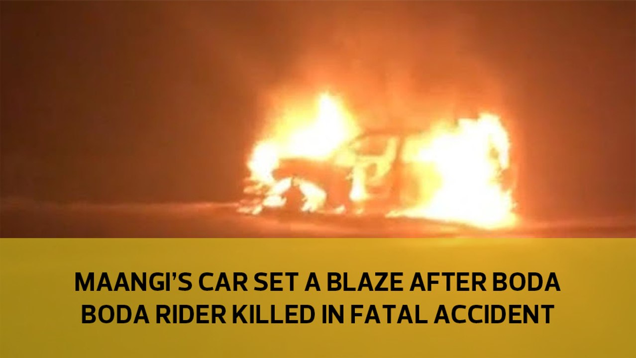 Maangi's car set ablaze after boda boda rider killed in fatal accident