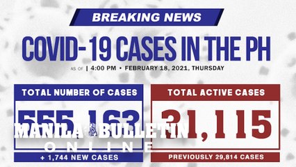 DOH reports 1,744 new cases, bringing the national total to 555,163, as of February 18, 2021.