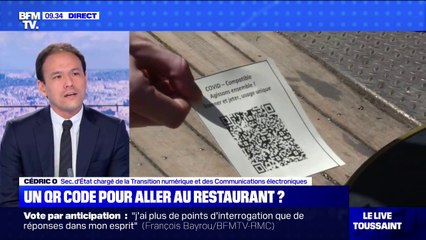 Le secrétaire d'État Cédric O "travaille" sur un projet de QR code pour aller au restaurant