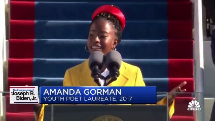 Inaugural poet Amanda Gorman delivers a poem at Joe Biden's inauguration