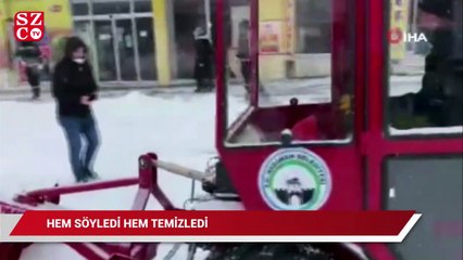 Temizlik işçisi hem söyledi hem temizledi