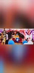 कथा के चौथे दिन मनाया श्री कृष्ण जन्मोत्सव, झूमे श्रद्धालू