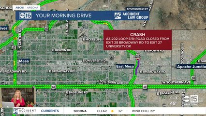 Deadly crash blocks Loop 202 Red Mountain near University Drive