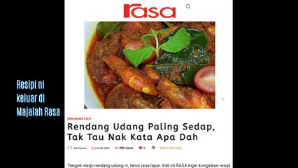 Resipi Rendang Udang ni ada keluar di Majalah Rasa