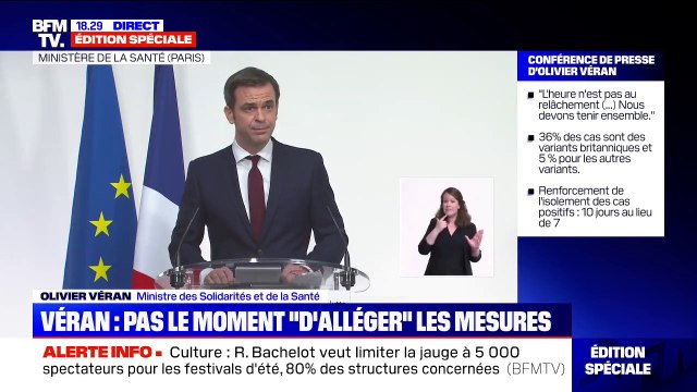Olivier Véran: Ce ne serait pas responsable de rouvrir les lieux publics fermés