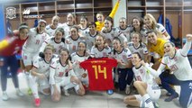 Celebración de la Selección española femenina tras conseguir el pase a la EURO